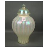 Fenton Topaz Opal Rib Optic Temple Jar