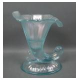 Fenton Aquamarine # 950 Cornucopia Candlestick