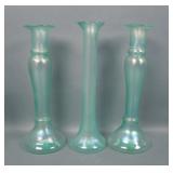 Three Piece Diamond Green Stretch Glass Lot