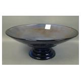 Jeanette Blue W/ Base Swirls Ring Foot Round Bowl