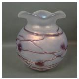 Poschinger White/Purple Hanging Heart Vase