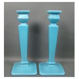 N'Wood Jade Blue # 651 4 Sided Candlesticks
