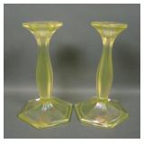 Two Fenton Topaz # 249 Portly Candlesticks
