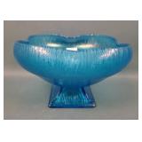 N'Wood Blue # 807 Cupped Bowl W/ Tree Bark Base