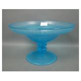 U.S. Glass Blue # 179  Low Ftd Cupped Compote