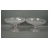 Two U.S. Glass Crystal # 179 Ftd Cupped Compotes