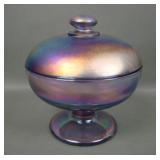Fenton Iridised Wisteria Covered Candy Jar