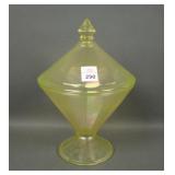 Fenton Topaz # 736 1 Lb Ribbed Optic Candy Jar