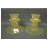 Two Fenton Topaz # 316 Squatty Candlesticks