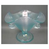 Fenton Aquamarine # 1533A Dbl Dolphin Compote