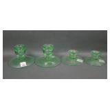 Two Pair Fenton Florentine Green Candlsticks