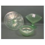 3 Pc Fenton Florentine Green Stretch Glass Lot