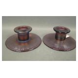 Pair of Fenton Wisteria # 314 Squatty Candlesticks