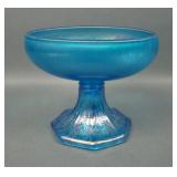 N'Wood Blue Cupped Compote W/ Treebark Base