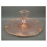U.S. Glass Pink #  310 Center Handle Tray