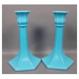 N'Wood Jade Blue # 658 6 Paneled Candlesticks