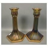 2 N'Wood Russet Green # 658 6 Paneled Candlesticks