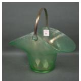 Fenton Floretine Green # 1616 Diamond Optic Basket