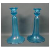 U.S. Glass Blue #310 Candlesticks