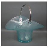 Fenton Aquamarine #1616 Daimond Optic Basket