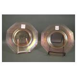 2 Fenton Velva Rose Laurel Band Octagonal Plates
