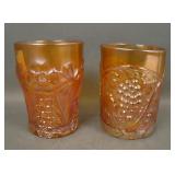 Two U.S. Glass Honey Amber Tumblers