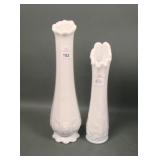 2 MCM Westmoreland MG/ Paneled Grape Bud Vases