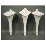 Three Fenton Milk Glass Diamond Lace Epergen