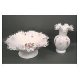 2 Fenton Silver Crest Viloets n Snow Items