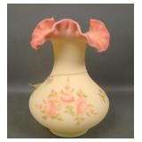 Fenton Burmese Rose Decorated Vase