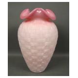 Fenton Rosalene Large Basketweave Vase
