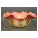 Fenton Burmese Autumn Leaf Decorated Bowl