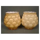 Two Fenton Jacqueline Yellow Overlay Vases