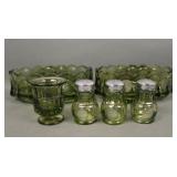 Six Piece Fostoria Olive Green Coin Glass Lot