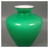 Fenton? MCM Ivy Green Overlay Vase