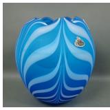 Dave Fetty / Barber Blue Stain Pulled Feather Vase