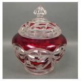 EAPG Riverside Ruby Stain "Victoria" Covered Sugar