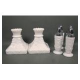 6 Westmoreland Milk Glass Paneled Grape Items
