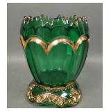 Riverside Glass Green/ Gold Empress Spooner