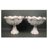 Two Wetmoreland MG Panled Grape Ruffled Compotes