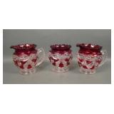 EAPG 3 Pc Riverside Ruby Stain "Victoria" Lot