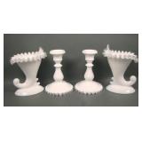 Lot of Four Fenton Silver Crest Candle Holders