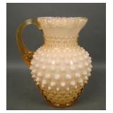Fenton Honey Amber Hobnail Overlay Pitcher