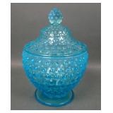 Fenton Blue Hobnail Covered Candy