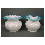 Two Fenton Aqua Crest Vases