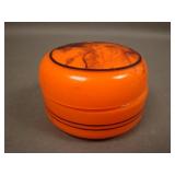 Czech Glass Art Deco Covered Trinket Box