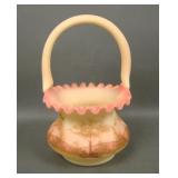 Fenton Burmese Decorated Basket
