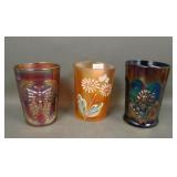 Three Vintage Carnival Glass Tumblers