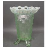 Fenton Green Opal Basketweave Open Edge Vase