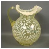 Fenton Vaseine Opal Daisy & Fern Pitcher